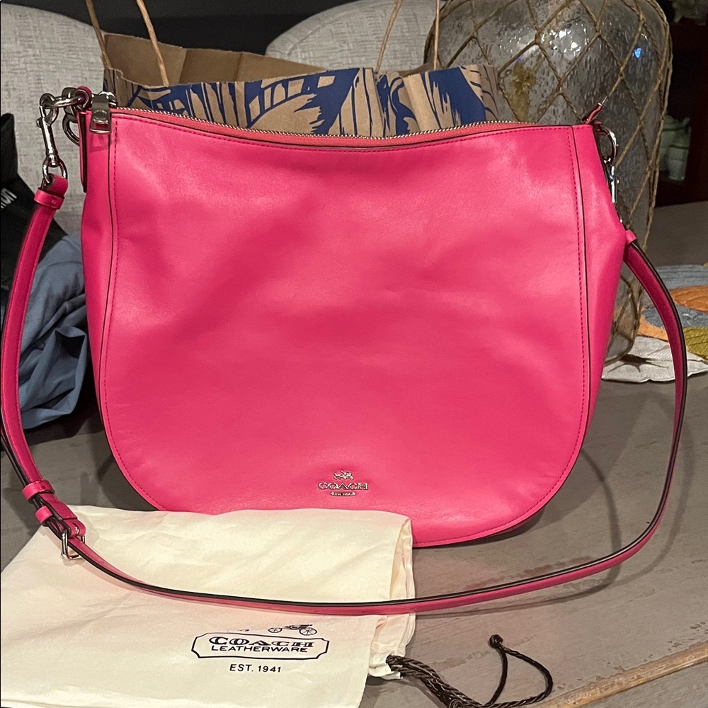 Coach Vibrant Pink Leather Shoulder Bag
